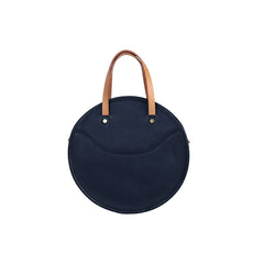 Vintage Womens Blue Leather Round Handbag Purses - Chain Detail