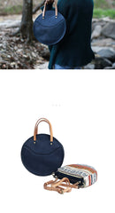 Vintage Womens Green Leather Round Handbag Purses Green Round Shoulder Bag Crossbody Purse for Women
