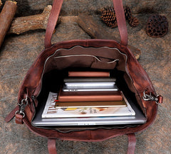 Womens Brown Leather Tote Bags Vintage Womens Handbag Shopper Bag Purse for Ladies