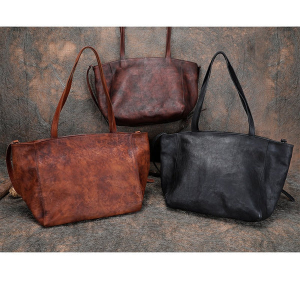 Womens Leather Tote Bags Vintage Womens Handbag - Card Slots Detail