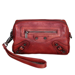 Vintage Womens Brown Leather Wristlet Wallets Mini Shoulder Bag Small Crossbody Bag for Women