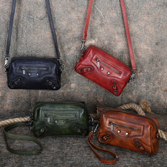 Vintage Womens Red Leather Wristlet Wallets Mini Shoulder Bag Small Crossbody Bag for Women