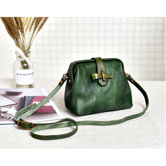Vintage Womens Green Leather Doctor Shoulder Bag Side Purses Doctor Crossbody Purses for Women