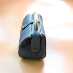 Handmade Womens Blue Leather Mini Doctor Handbags Shoulder Purses Black Doctor Purses for Women