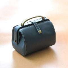 Handmade Womens Blue Leather Mini Doctor Handbags Shoulder Purses Black Doctor Purses for Women