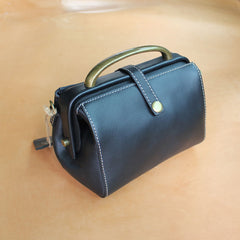 Handmade Womens Blue Leather Mini Doctor Handbags Shoulder Purses Black Doctor Purses for Women