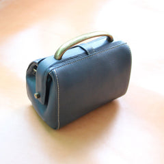 Handmade Womens Blue Leather Mini Doctor Handbags Shoulder Purses Black Doctor Purses for Women