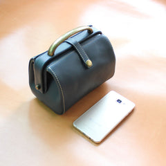 Handmade Womens Blue Leather Mini Doctor Handbags Shoulder Purses Black Doctor Purses for Women