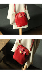 Vintage Womens Red Leather Small Doctor Shoulder Purse Red Doctor Crossbody Purses for Women