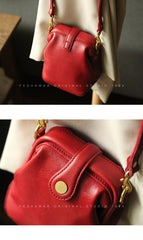 Vintage Womens Red Leather Small Doctor Shoulder Purse Red Doctor Crossbody Purses for Women