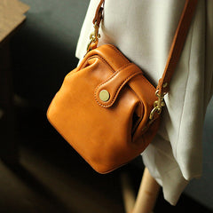 Vintage Womens Yellow Leather Small Doctor Shoulder Purses Yellow Doctor Crossbody Purses for Women