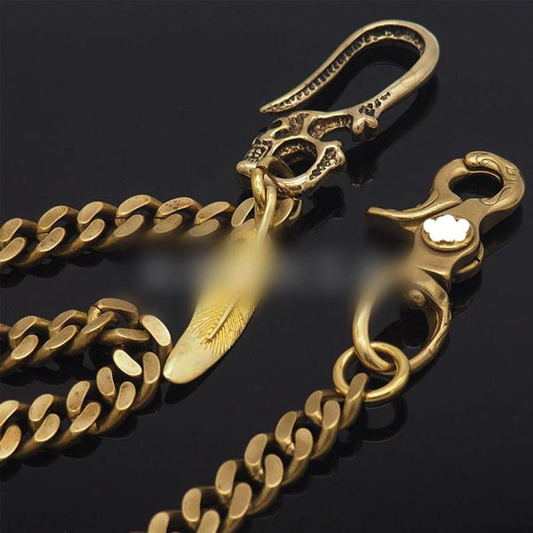 Cool Skull Mens Brass Wallet Chain Key Chain Wallet Gold Chain Pants Chain For M DG00402011