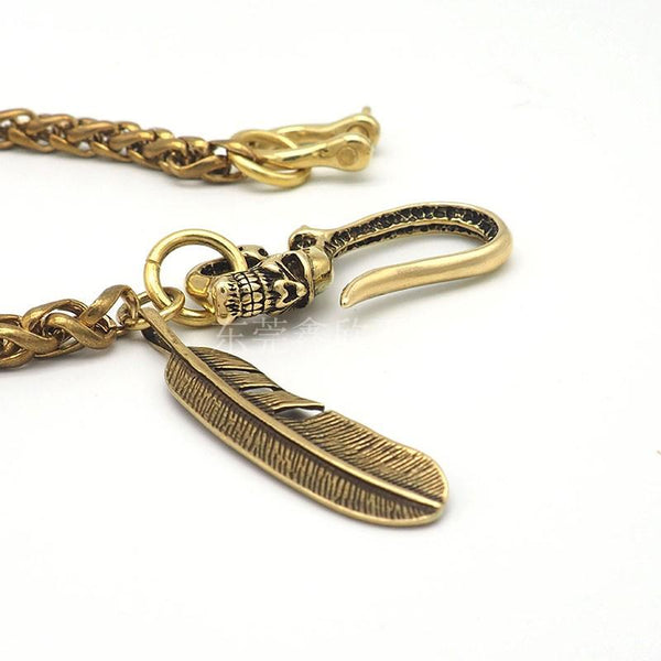 Cool Brass Skull 18'' Biker Wallet Chain Pants Chain Key Chain For Men DG00402001