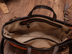 Vintage Brown Leather Handbag Tote Messenger Bag Shoulder Tote Purse For Women