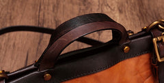 Vintage Brown Leather Handbag Tote Messenger Bag Shoulder Tote Purse For Women