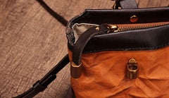 Vintage Brown Leather Handbag Tote Messenger Bag Shoulder Tote Purse For Women