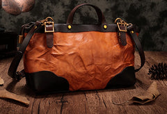 Vintage Brown Leather Handbag Tote Messenger Bag Shoulder Tote Purse For Women
