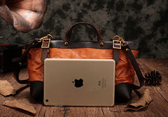 Vintage Brown Leather Handbag Tote Messenger Bag Shoulder Tote Purse For Women