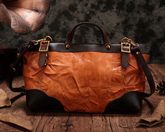 Vintage Brown Leather Handbag Tote Messenger Bag Shoulder Tote Purse For Women