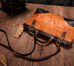 Vintage Brown Leather Handbag Tote Messenger Bag Shoulder Tote Purse For Women