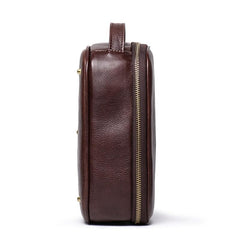 Vintage Brown Leather Men's Clutch Bag Double Zipped Small Wristlet Handbag Storage Bag For Men