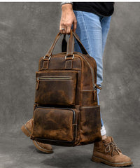 backpacks for large men​ Vintage Brown Large Leather Backpack Men 16