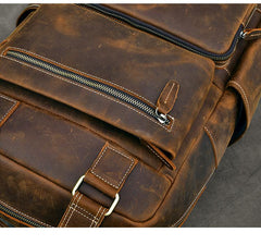large backpack handbags Vintage Brown Large Leather Backpack Men 16