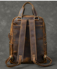 best large backpacks for travel​ Vintage Brown Large Leather Backpack Men 16