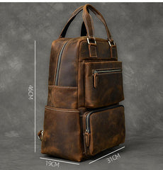 backpack extra large Vintage Brown Large Leather Backpack Men 16