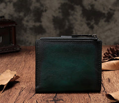 Vintage Brown Leather Womens Bifold Small Wallet Red billfold Wallet for Women