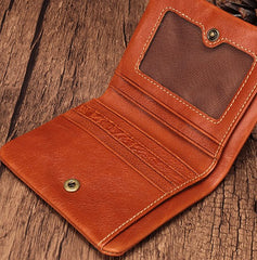 Vintage Brown Leather Womens Bifold Small Wallet Vertical Wallet for Women