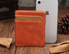 Vintage Brown Leather Womens Bifold Small Wallet Vertical Wallet for Women