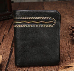 Vintage Brown Leather Womens Bifold Small Wallet Vertical Wallet for Women
