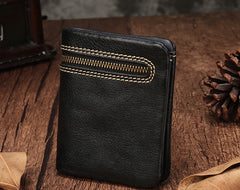 Vintage Brown Leather Womens Bifold Small Wallet Vertical Wallet for Women