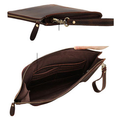 Vintage Business Leather Mens Brown Envelope Bag - Overall View