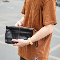 Vintage Business Leather Mens Black Long Wallet Phone Bag Purse Coffee Clutch For Men