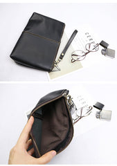 Vintage Business Leather Mens Black Long Wallet Phone Bag Purse Coffee Clutch For Men