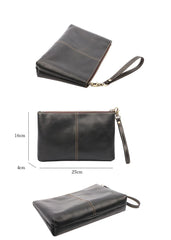 Vintage Business Leather Mens Black Long Wallet Phone Bag Purse Coffee Clutch For Men