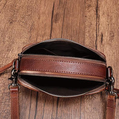 Vintage Leather Tan Womens Clutch Side Purse Small Cube Shoulder Bag Leather Purse Crossbody Bags