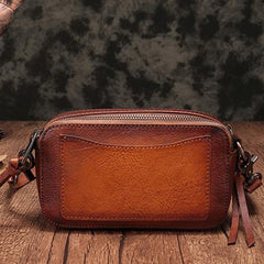 Vintage Leather Brown Womens Clutch Side Purse Small Cube Shoulder Bag Leather Purse Crossbody Bags