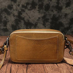 Vintage Leather Tan Womens Clutch Side Purse Small Cube Shoulder Bag Leather Purse Crossbody Bags
