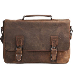 Vintage Coffee Leather Mens Briefcase Work Bag Laptop Bag Business Bag for Men