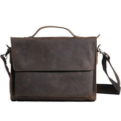 Vintage Coffee Leather Mens Briefcases Work Bag Laptop Bag Business Bag for Men
