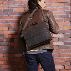 Vintage Coffee Leather Mens Briefcases Work Bag Laptop Bag Business Bag for Men