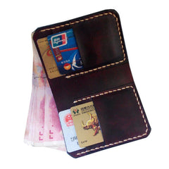 Vintage Coffee Leather Mens Small Wallet Leather billfold Bifold Wallets for Men