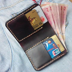 Vintage Coffee Leather Mens Small Wallet Leather billfold Bifold Wallets for Men