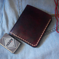 Vintage Coffee Leather Mens Small Wallet Leather billfold Bifold Wallets for Men