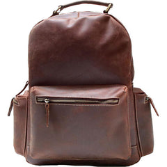 Vintage Coffee Mens Leather Backpack Travel Backpacks Laptop Backpack for men
