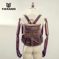Vintage Cool Leather Mens Backpack Large Travel Bag Hiking Bag for men