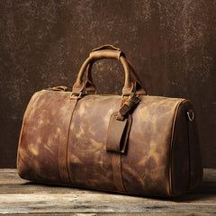 Vintage Cool Leather Mens Weekender Bag Overnight Bag Duffle Bag